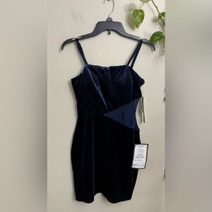 Trixxi Strapless Navy Velvet Dress